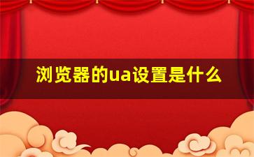 浏览器的ua设置是什么