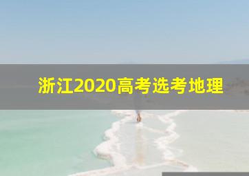 浙江2020高考选考地理