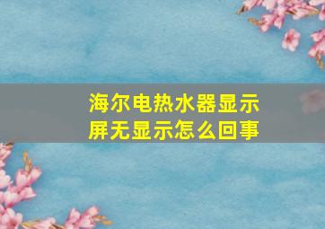 海尔电热水器显示屏无显示怎么回事