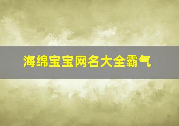 海绵宝宝网名大全霸气