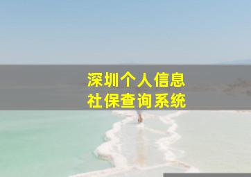 深圳个人信息社保查询系统