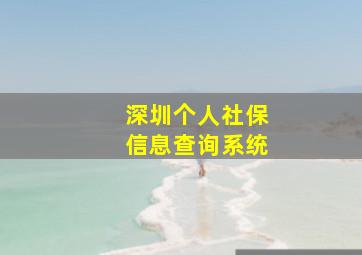 深圳个人社保信息查询系统