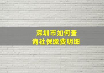 深圳市如何查询社保缴费明细