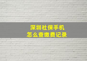 深圳社保手机怎么查缴费记录