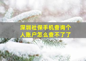 深圳社保手机查询个人账户怎么查不了了