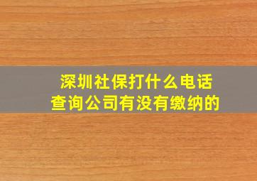 深圳社保打什么电话查询公司有没有缴纳的