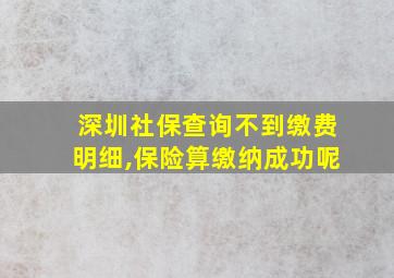 深圳社保查询不到缴费明细,保险算缴纳成功呢