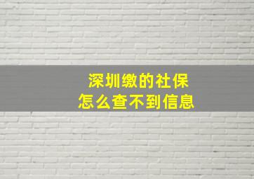 深圳缴的社保怎么查不到信息