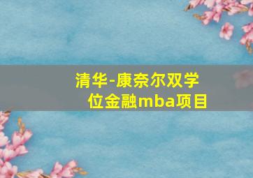 清华-康奈尔双学位金融mba项目