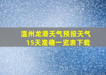 温州龙港天气预报天气15天准确一览表下载