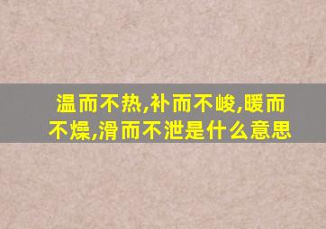 温而不热,补而不峻,暖而不燥,滑而不泄是什么意思