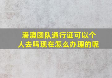 港澳团队通行证可以个人去吗现在怎么办理的呢