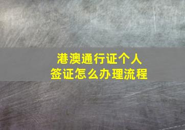 港澳通行证个人签证怎么办理流程