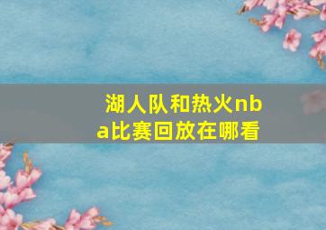 湖人队和热火nba比赛回放在哪看