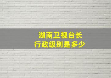 湖南卫视台长行政级别是多少