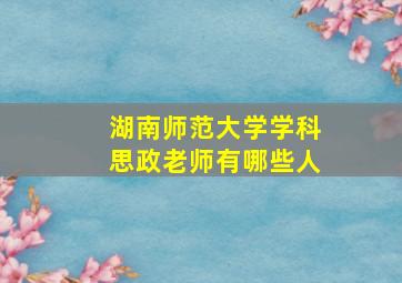 湖南师范大学学科思政老师有哪些人