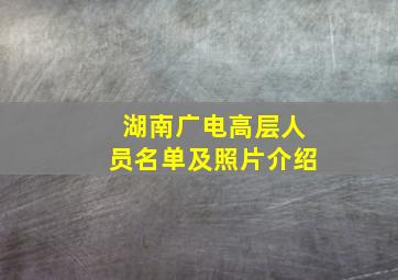 湖南广电高层人员名单及照片介绍