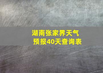 湖南张家界天气预报40天查询表