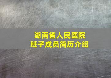 湖南省人民医院班子成员简历介绍