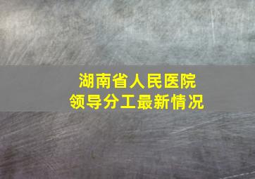 湖南省人民医院领导分工最新情况