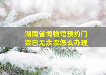 湖南省博物馆预约门票已无余票怎么办理