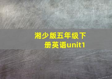 湘少版五年级下册英语unit1