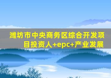 潍坊市中央商务区综合开发项目投资人+epc+产业发展