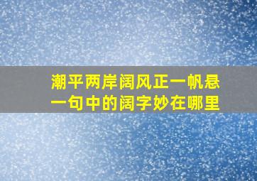 潮平两岸阔风正一帆悬一句中的阔字妙在哪里