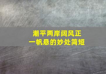 潮平两岸阔风正一帆悬的妙处简短