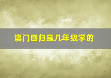 澳门回归是几年级学的