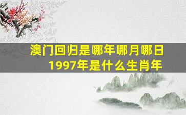 澳门回归是哪年哪月哪日1997年是什么生肖年