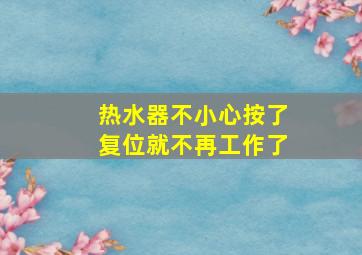 热水器不小心按了复位就不再工作了