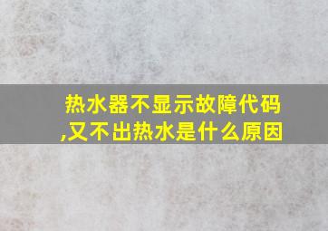 热水器不显示故障代码,又不出热水是什么原因