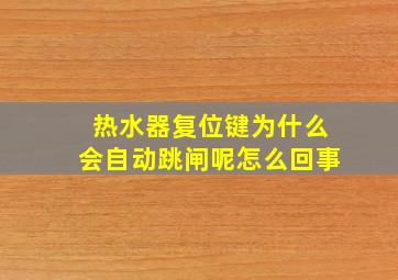 热水器复位键为什么会自动跳闸呢怎么回事