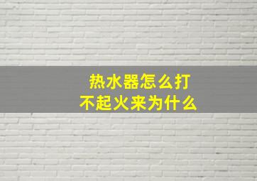 热水器怎么打不起火来为什么