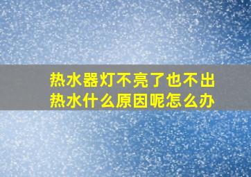 热水器灯不亮了也不出热水什么原因呢怎么办