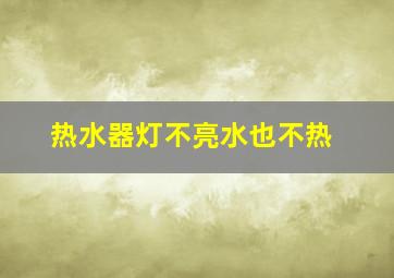 热水器灯不亮水也不热