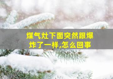 煤气灶下面突然跟爆炸了一样,怎么回事