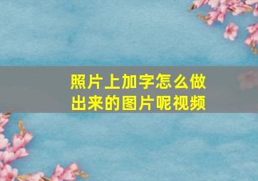 照片上加字怎么做出来的图片呢视频