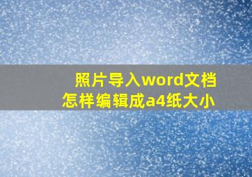 照片导入word文档怎样编辑成a4纸大小