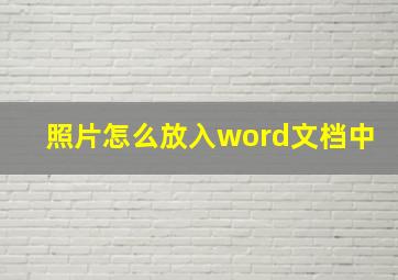 照片怎么放入word文档中