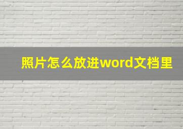 照片怎么放进word文档里