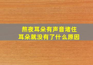 熬夜耳朵有声音堵住耳朵就没有了什么原因