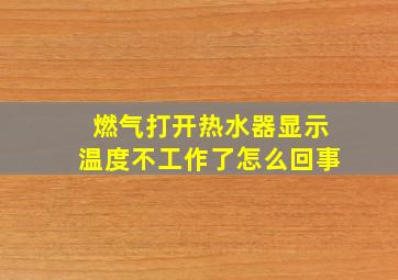 燃气打开热水器显示温度不工作了怎么回事