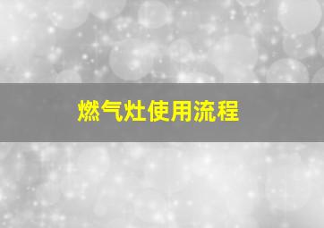 燃气灶使用流程