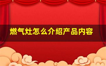 燃气灶怎么介绍产品内容