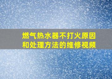 燃气热水器不打火原因和处理方法的维修视频