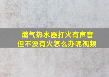 燃气热水器打火有声音但不没有火怎么办呢视频