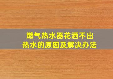 燃气热水器花洒不出热水的原因及解决办法