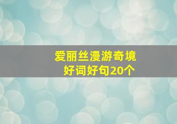 爱丽丝漫游奇境好词好句20个